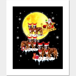 Saint Bernard Reindeer Christmas Moon Santa Dog Lover Posters and Art